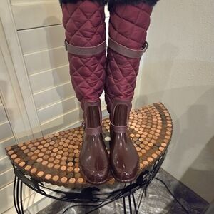 Michael Kors Burgundy Quilted Winter Boots